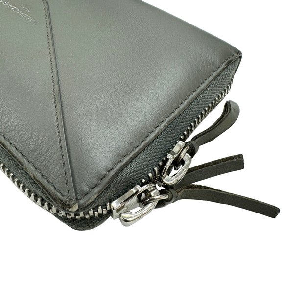BALENCIAGA 381226 Paper Continental Wallet Round Men's Women's Long Leather Grey - Picture 4 of 10